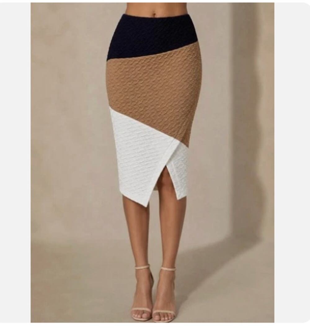 Anthropologie HD in Paris herringbone colorblock pencil skirt women's 6 - Picture 1 of 7